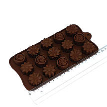 Силіконова форма для цукерок та льоду MagicKitchen №293 Квіти Асорті 15 в 1, фото 5