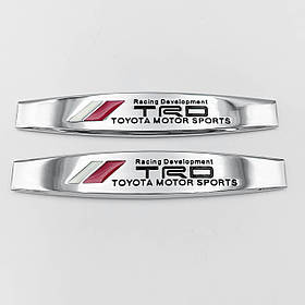Емблема наклейка TOYOTA Motor Sports (Тойота) Хром на переднє крило (Комплект 2 шт)