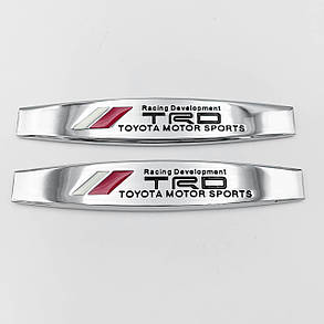 Емблема наклейка TOYOTA Motor Sports (Тойота) Хром на переднє крило (Комплект 2 шт), фото 1