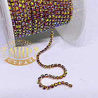 Стразовий ланцюжок ss6 (2mm) Topaz AB 1m