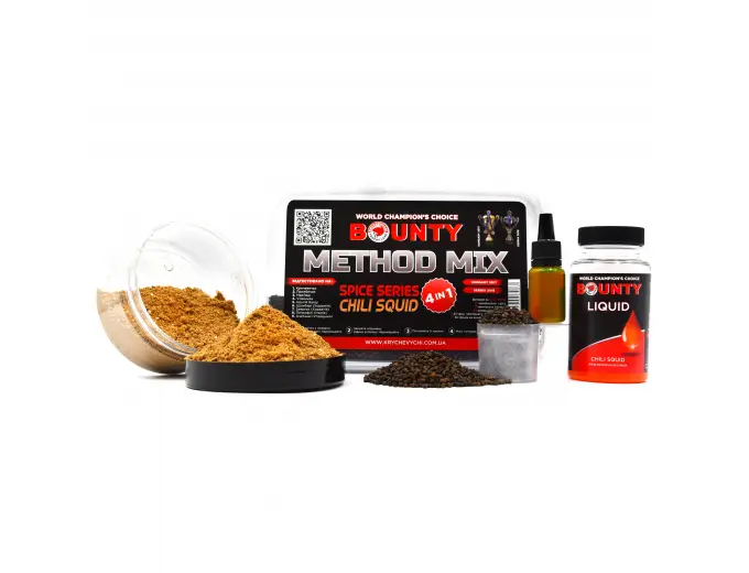 Пелетс Bounty Method Mix 4in1 Chili Squid зволожений для риболовлі, фото 1