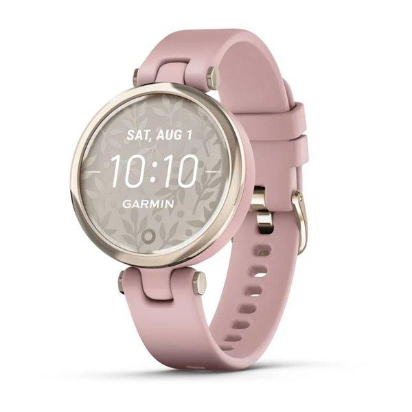 Смарт-годинник Garmin Lily Sport з кремово-золотистим безелем, рожевим корпусом та силіконовим ремінцем