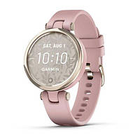 Смарт-часы Garmin Lily Sport с кремово-золотистым безелем, розовым корпусом и силиконовым ремешком