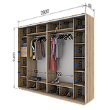 Шафа-купе (2800-3600*600*2400)  дсп/дзеркало/дзеркало/дзеркало, фото 6