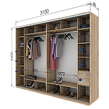 Шафа-купе (2800-3600*600*2400)  дсп/дзеркало/дзеркало/дзеркало, фото 7