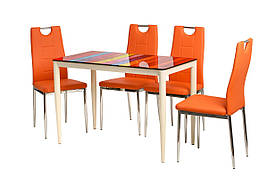 Обідній стіл нерозкладний, стыльниця  загартоване глянсове скло Т-300-11 Vetro, смужка