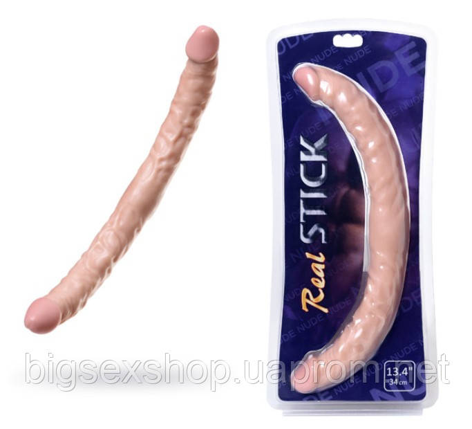 Двосторонній фалоімітатор Toyfa Realstick Nude реалістичний, PVC, тілесний, 34 см