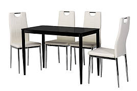 Обідній нерозкладний прямокутний стіл, стільниця глянсове скло  Т-300-11 Vetro, колір чорний