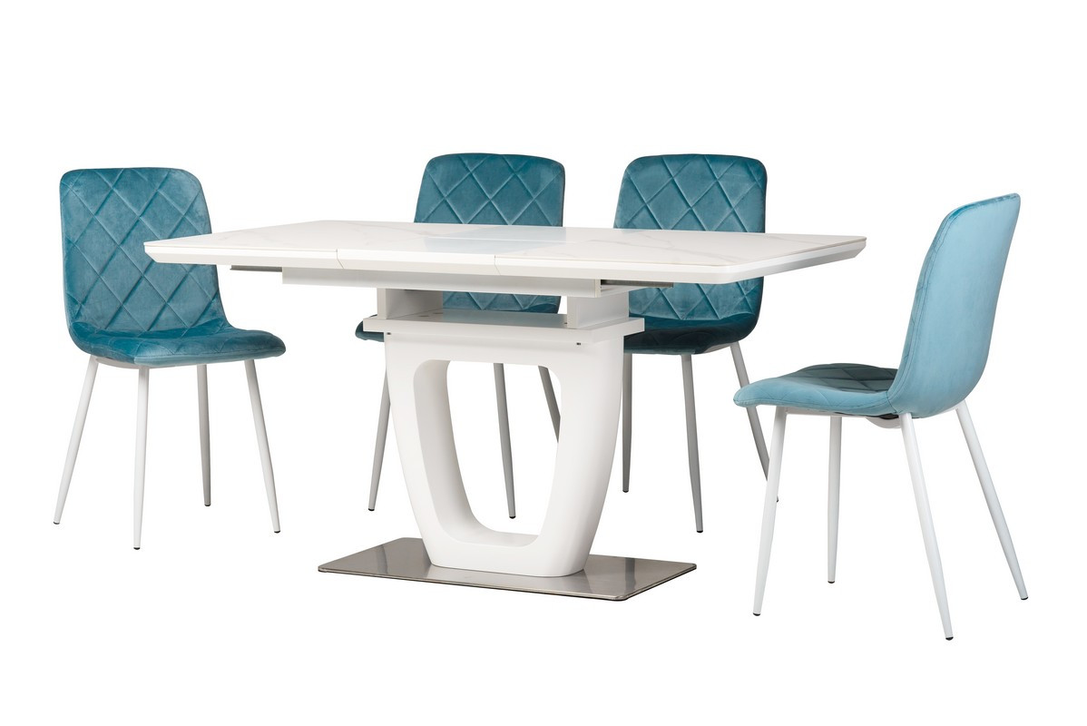 Керамічний розкладний стіл TML-860-1 Vetro, білий мармур
