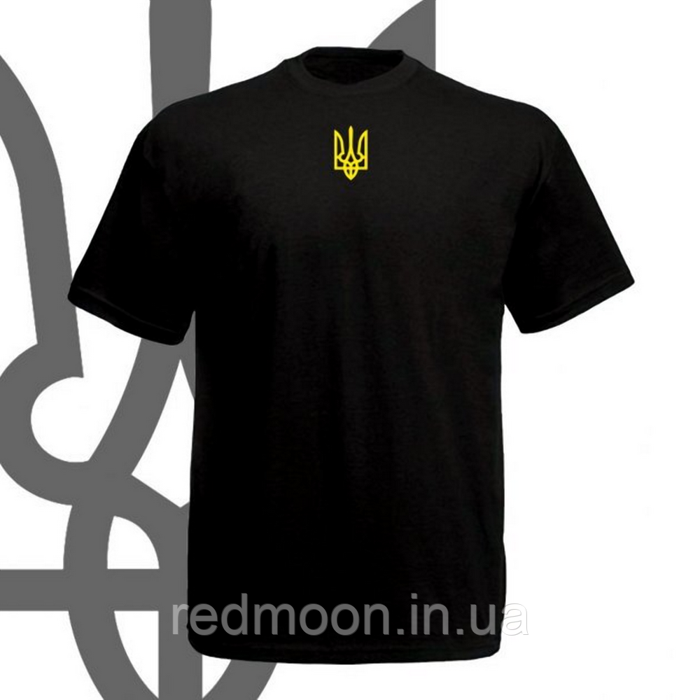 Футболка Герб України (S-2XL), Чорна / Футболка чоловіча з тризубом / Патріотична жіноча футболка, S, фото 1