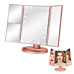 Потрійне дзеркало для макіяжу з LED підсвічуванням Magnifying Mirror / Косметичний дзеркало