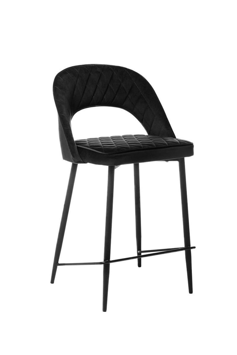 Напівбарний стілець на чорних металевих ніжках B-125  Vetro, оббивка велюр колір чорний