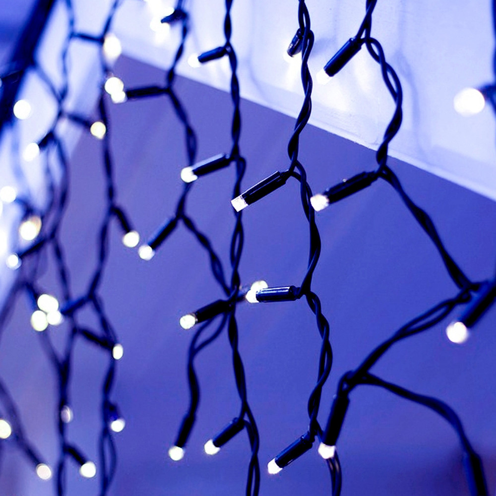 Гірлянда Бахрома, від мережі, 5 м, 120LED, Білий / Ліхтарики для свят та декору, фото 1