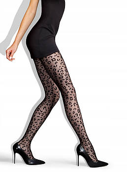 Колготки 40 ден з леопардовим принтом Lores Leopardo 40 чорні 1/2 3/4
