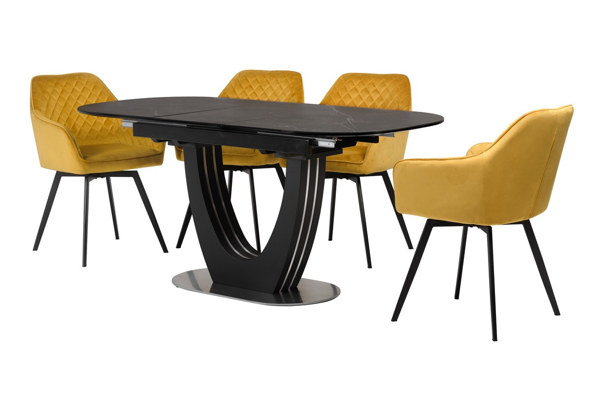 Керамічний розкладний стіл TML-866 Vetro,  неро маркина