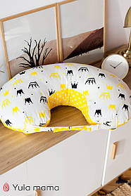 Подушка для годування Корони на білому Юла Мама Білий+Жовтий