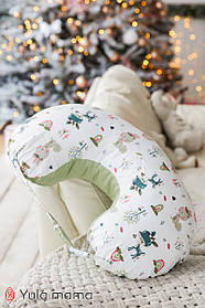 Подушка для годування Оленята на білому Юла Мама Білий+Зелений