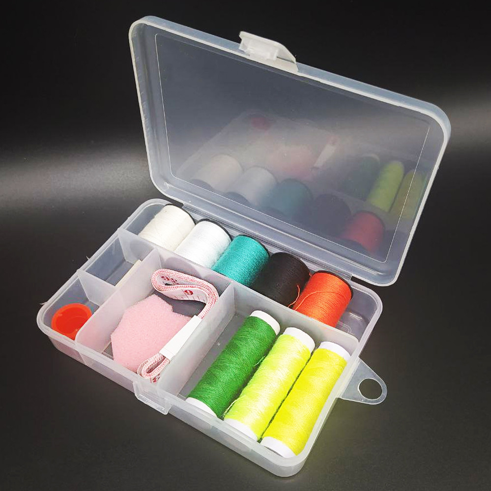 Швейний набір у прозорому кейсі компактний інструмент для шиття універсальні прикладні матеріали - фото 1 - id-p1799714191