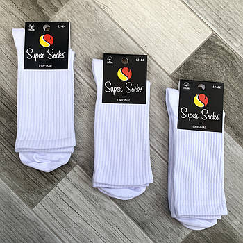 Шкарпетки чоловічі демісезонні бавовна Super Socks, арт 001, розмір 39-42, білі, 08532