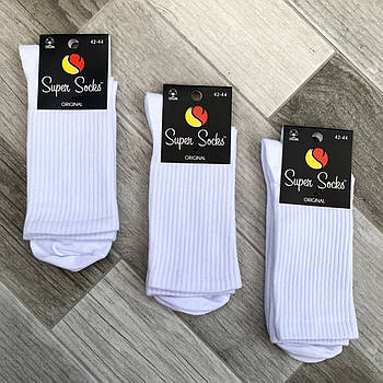 Шкарпетки чоловічі демісезонні бавовна Super Socks, арт 001, розмір 42-44, білі, 08533