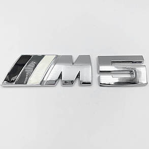 Металева емблема BMW M 5 Хром (БМВ) на багажник (8.3 X 3.2 СМ) Чорна Сіра Біла, фото 1