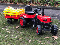 Веломобіль дитячий педальний Трактор із причепом червоний Велотрактор Машини на педалях для дітей до 35 кг