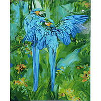 Набор для росписи по номерам картина по номерам Синие попугаи Strateg размером 40х50 см (GS001)