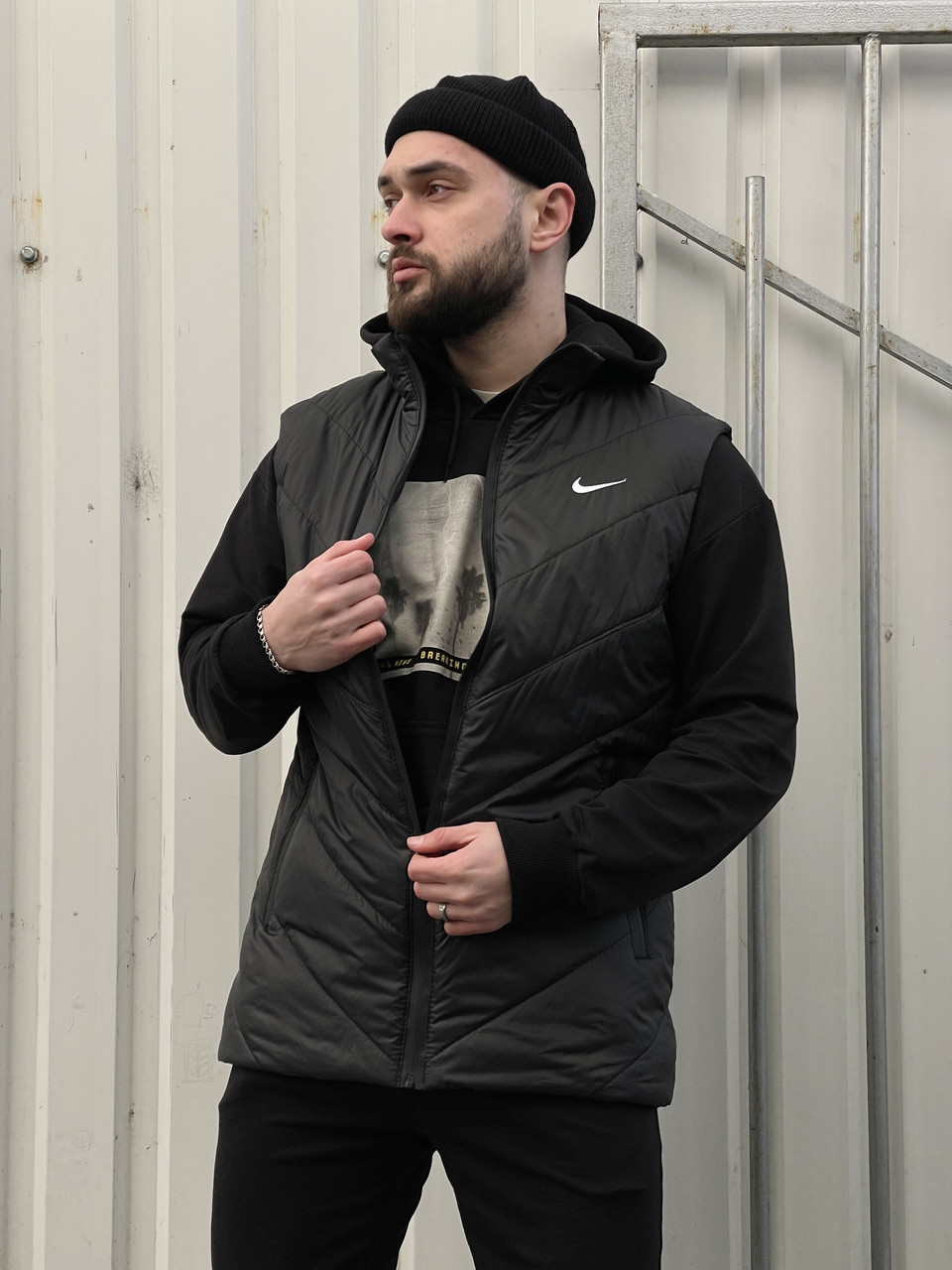 Купить Жилетка черная Nike мужская весна-осень без капюшона , Черная ...