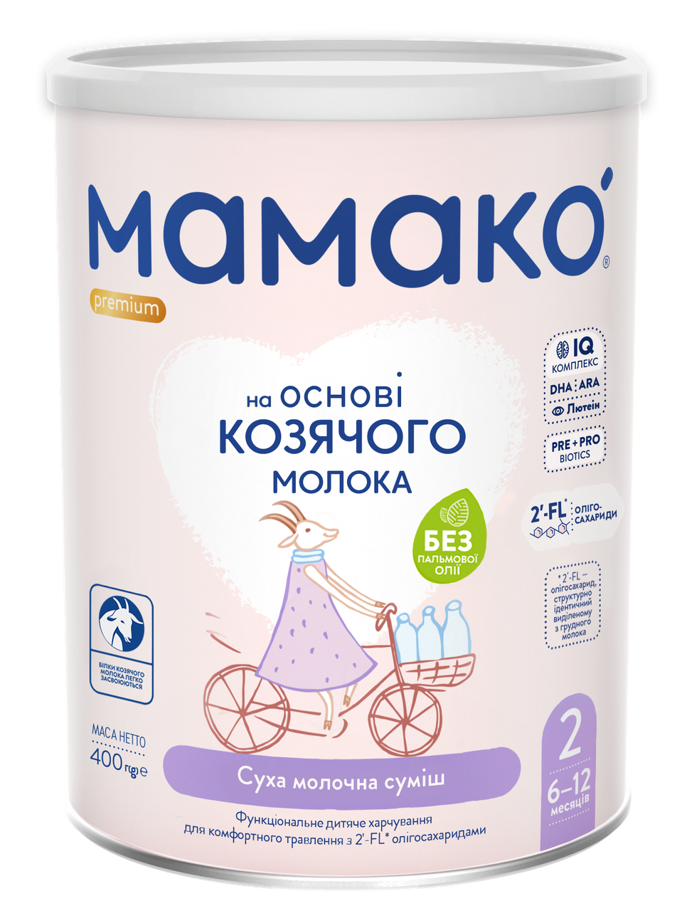 Молочна суміш на козячому молоці Мамако 2 Premium 6-12 міс, 400 г, фото 1