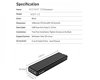 Зовнішня кишеня Orico M2PF-C3 для NGFF (Sata) M2 SSD USB 3.1 Type C, фото 4