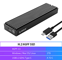 Зовнішня кишеня Orico M2PF-C3 для NGFF (Sata) M2 SSD USB 3.1 Type C, фото 6