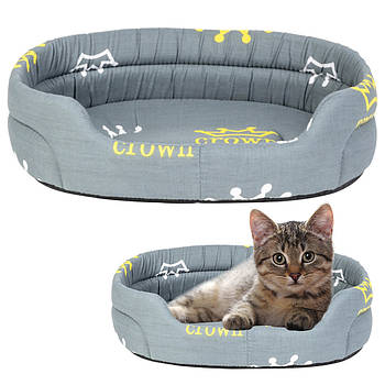 М'яка лежанка з бортиками (41х30х12) для кота, Teremok / Ліжко-лежак для кішок / Котяче спальне місце
