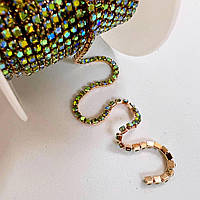 Стразовий ланцюжок ss6 (2mm) Peridot AB 1m