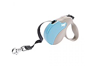 Поводок-рулетка Ferplast Amigo S Tape Beige-Blue для собак c лентой, бежево-синий, 14x3,6x12 см 75712018