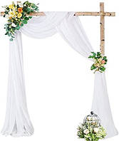 White Drapes Curtain 28 width x 19Ft length（1 Panel） PARTISKY Ткань для драпировки свадебной арки 19 фут