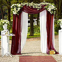 Burgundy Drapes Curtain 28 width x 19Ft length（2 Panels） PARTISKY Ткань для драпировки свадебной арки 19