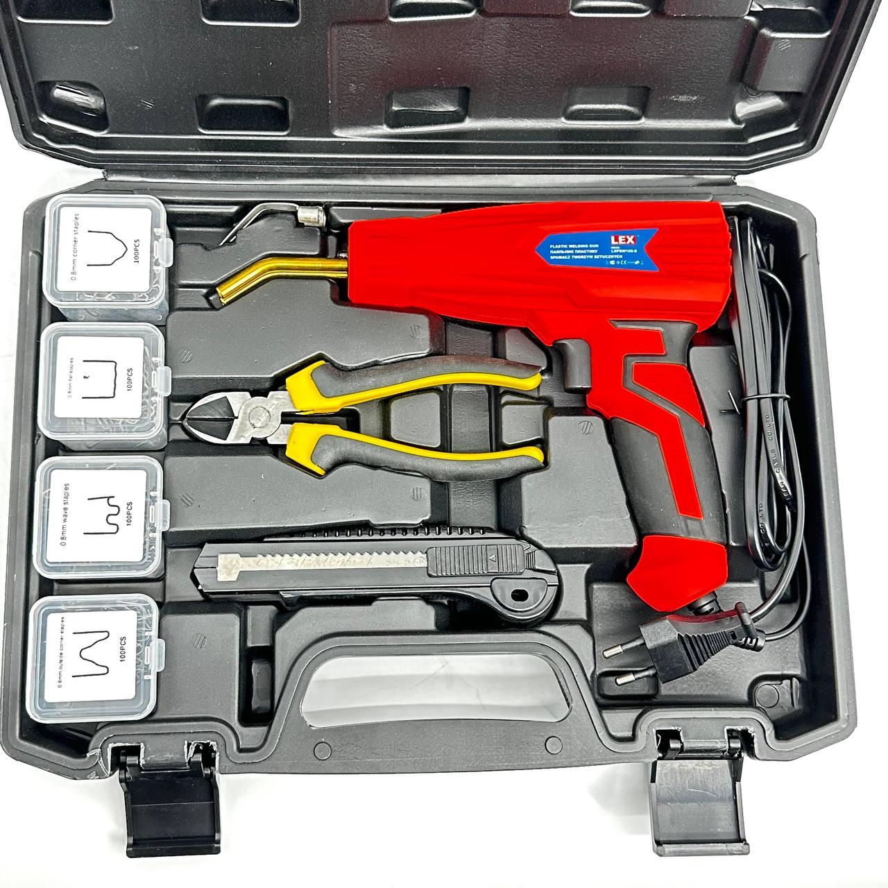 Набір для ремонту та паяння бамперів, пластикових деталей LEX LXPBW100-B (400 скоб), фото 1