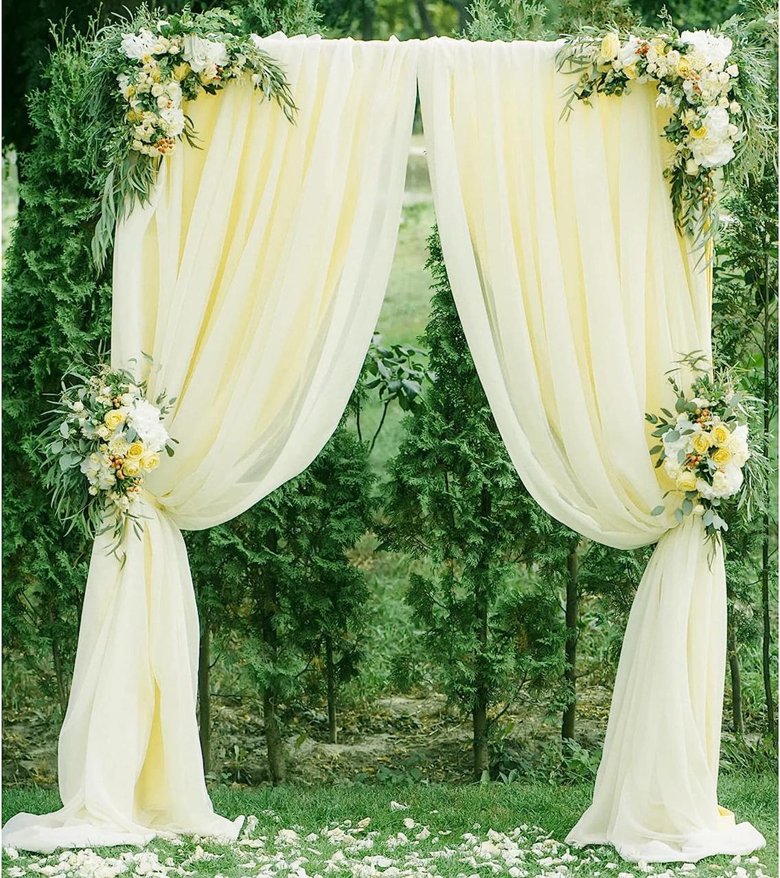 Ivory Drapes Curtain 28 width x 19Ft length（1 Panel） Тканина для драпірування весільних арок PARTISKY 19