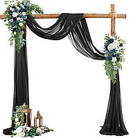 Black 28 width x 19Ft length（2 Panels） Тканина для драпірування весільних арок PARTISKY 19 футів, 1 пане