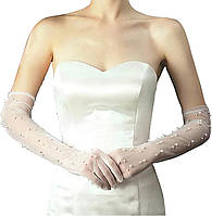 Женские свадебные перчатки Acenail Pearl Длинные свадебные перчатки из тюля Белые кружевные перчатки с па
