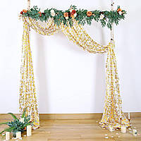 Gold Drapes Curtains 28 width x 19Ft length 1 Panel PARTISKY Ткань для драпировки свадебной арки 19 фут