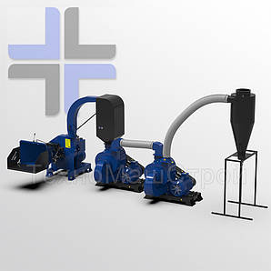 Комплекс подрібнення деревини в тирсу КПД-1000, 82кВт без циклону