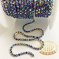 Стразовий ланцюжок ss6 (2mm) Sapphire  AB 1m