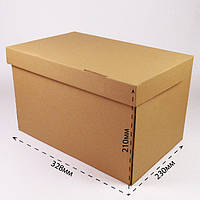 Ящик коробка для доставки и хранения продуктовых товаров картонная 328*230*210 бурая