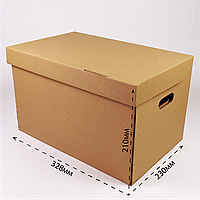 Картонная коробка для хранения и пересылки продуктових наборов 328х230х210 бурая с ручками