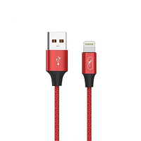 Кабель SkyDolphin S55L Neylon USB - Lightning 2.4A/1m (красный.)