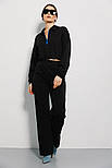 Жіночий тонкий трикотажний костюм із короткою кофтою і прямими штанами, фото 5