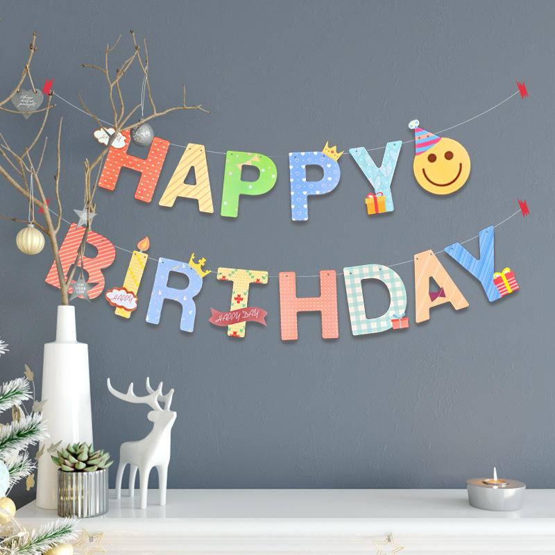 Прапорці паперові HAPPY BIRTHDAY | Різнокольоровий