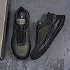 Чоловічі шкіряні кросівки (натуральна шкіра) демісезонні, чоловіче взуття весна осінь, кроси хакі, розмір 40 41 42 43 44 45, фото 2