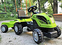 Детский трактор на педалях MMX MICROMAX (01-011) зеленый педальный веломобиль с прицепом для ребенка